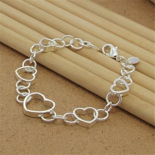 High Quality 925 Sterling Silver Bracelet Heart-Shaped Simple Bracelet For Woman Party Charm Jewelry Gift