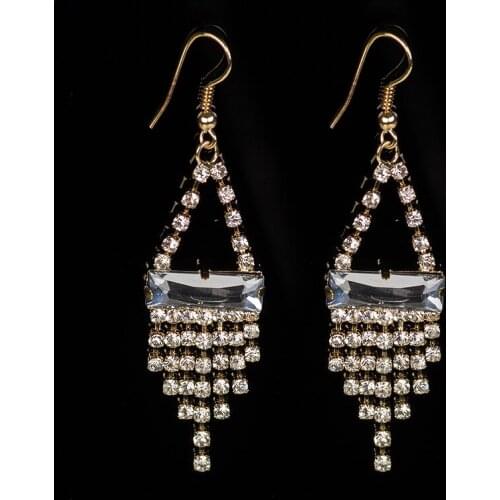 YFJEWE New Arrival Women Fashion Sweet Metal With Gems Crystal Earrings Elegant Tassel Earrings Wholesale Jewelry #E284