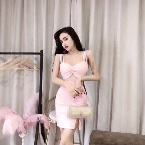 ZC2148 2020 spring summer new women fashion tide sexy low-cut tight shoulder-straps dress cheap wholesale