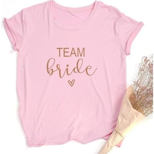 Team Bride Print Women Short Sleeve T Shirts Harajuku Tshirt Female Tees Tops Hipster Bachelorette Wedding Party Graphic T-shirt