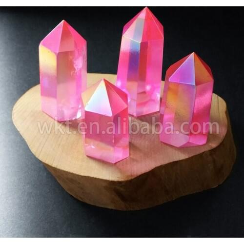WT-G149Pink rose aura Quartz wand point, healing Crystal, wand point, aura Quartz, meditation stone, rose aura Crystal point