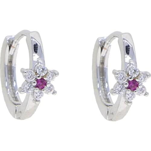 2021 Valentines Day Gift red white cubic zirconia paved gold color flower jewelry bling 5A cz delicate flower earring for women