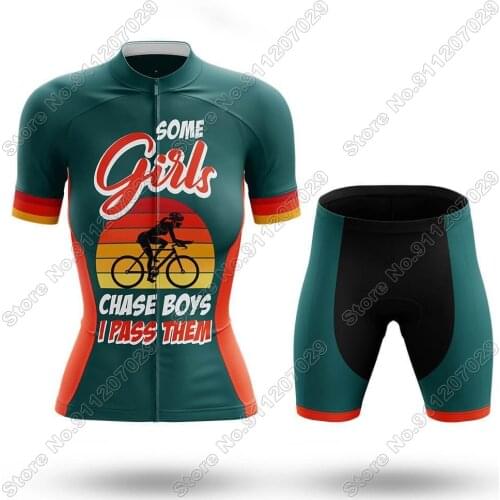 I Pass Them Cycling Jersey Set Summer Cycling Clothing Road Women Bike Shirts Suit Bicycle Bib Shorts MTB Wear Maillot