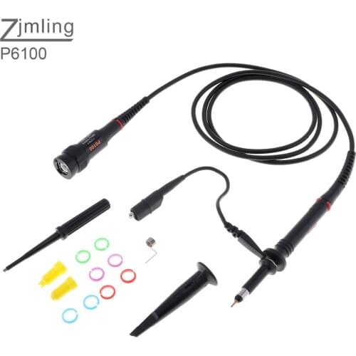 ZJMLING New P6100 Professional High Voltage Oscilloscope Probe Accessories 100MHz Test Probe Kit Alligator Clip