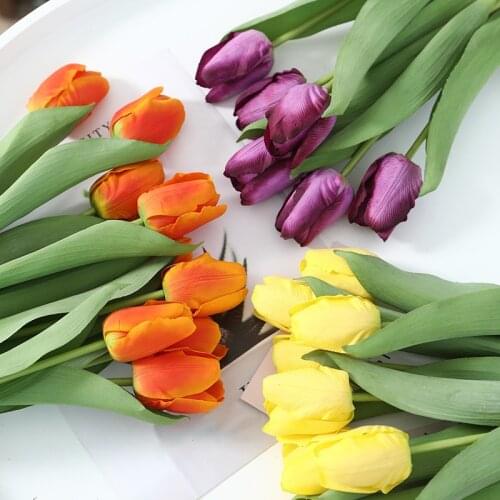 1Pcs Artificial Flowers Simulation Tulip Fake Flower Wedding Decoration Party New Year Hotel Home Decor Silk Artificial Plant
