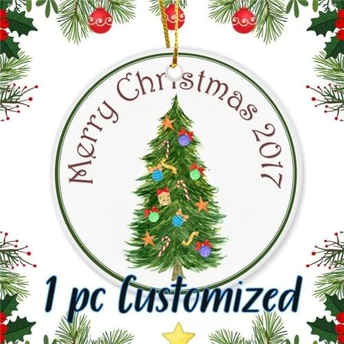 1pc Personalized Ceramic Christmas Tree Photo Ornaments Gifts Customized Christmas Ornament Double Side Printing Dropshipping