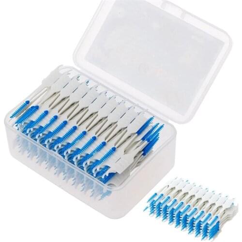 120pcs Dental Dual Interdental Brush Tooth Flossing Head Teeth Hygiene Toothpick Tooth Pick Brush Tooth Cleaning Tool