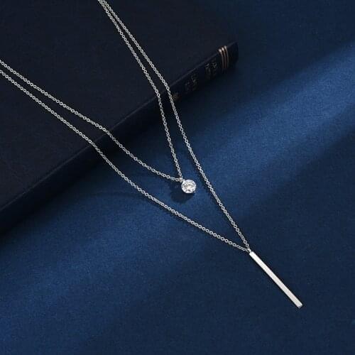 925 Sterling Silver Necklace Elegan Design Double Pendant Shiny Zircon Choker For Girl Valentines Day Gift Fine Jewelry NK093