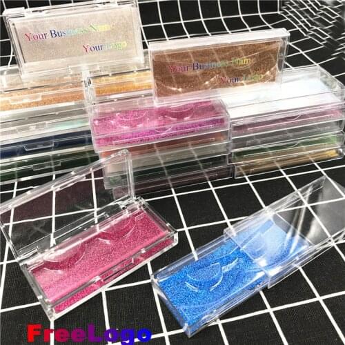 Logo print Acrylic 25mm False Eyelashes Packaging Box Lash Boxes Fake 3D Mink Lashes Case empty colorful card backgroud makeup