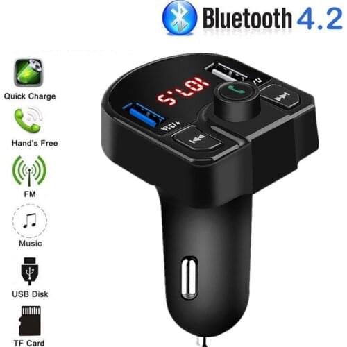 Handsfree Bluetooth Car Kit Wireless FM Transmitter car charger LCD MP3 Player USB Charger 3.1A + 1A cigarette lighter TF U disk