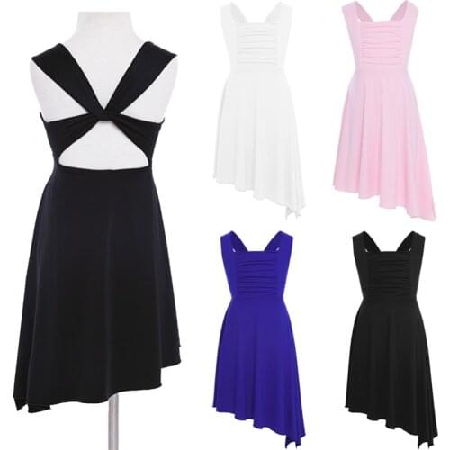 TiaoBug Girls Teens Ballerina Irregular Split Ballet Tutu Dress Gymnastics Leotard Ballroom Dress Kids Lyrical Dance Costumes