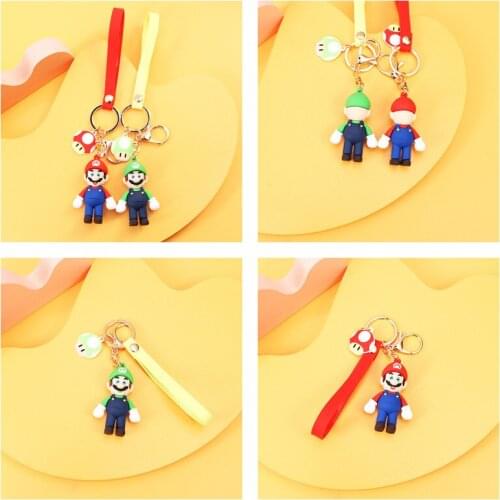 Mario Classic Game Character Super Mario Brothers Keychain Anime Pendant Cute Doll School Bag Pendant Personality Car Keychain
