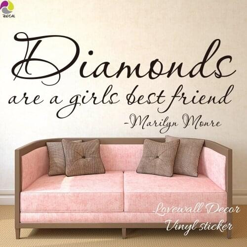 Diamonds Are A Girls Best Friend Marilyn Monroe Quote Wall Sticker Bedroom Girls Room Super Star Music Film Inspiration Decal