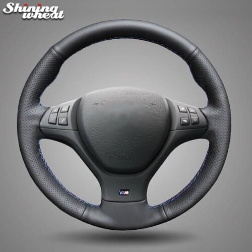 Shining wheat Black Artificial leather Steering Wheel Cover for BMW M Sport X5 E70 M50d 2006-2013 X6 E71 2009 -2014