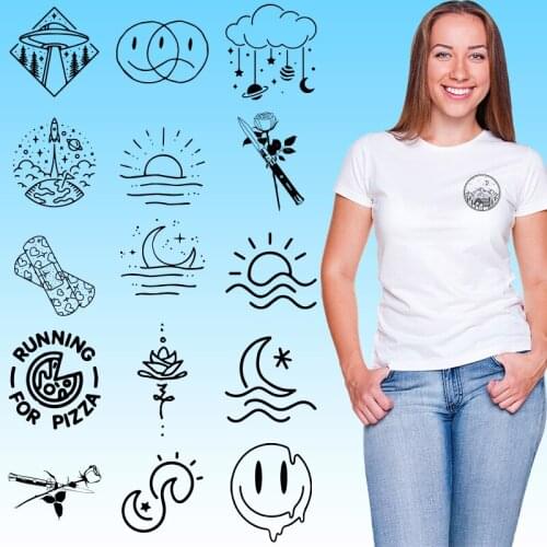 Black patterns Brief strokes Heat-sensitive patches Stickers on Clothes Heat Transfer PVC Patch Ironing stickers