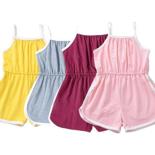 Baby Summer Clothes Cotton Straps Overalls Toddler Kids Jumpsuit 1-4 Years Girl Outfit Jersey Sport Romper Infant Girl Pajamas