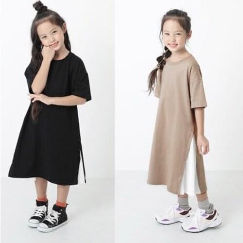 Kids Shirt Girls Dress 2021 New Baby Summer Clothes Cotton Patchwork Mommy and Daughter Dress Mid Long,# 6070