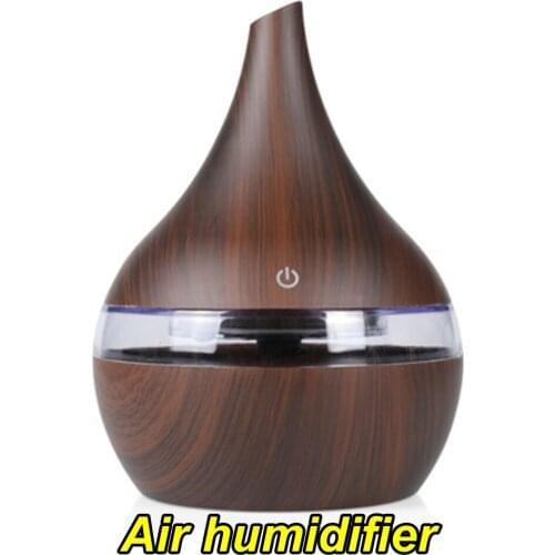 Electric Humidifier Essential Aroma Oil Diffuser Ultrasonic Wood Grain Air Humidifier USB Mini Mist Maker LED Light