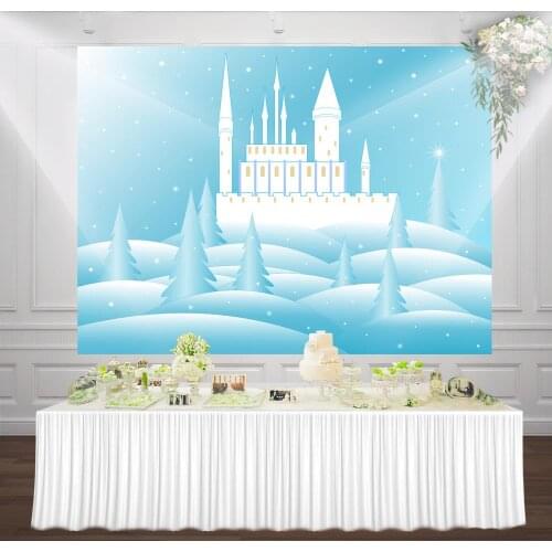 Winter Kingdom Castle Background Princess Girl Birthday Party Backdrops Snow Froze Photography Booth Studio Banner Wallpaper