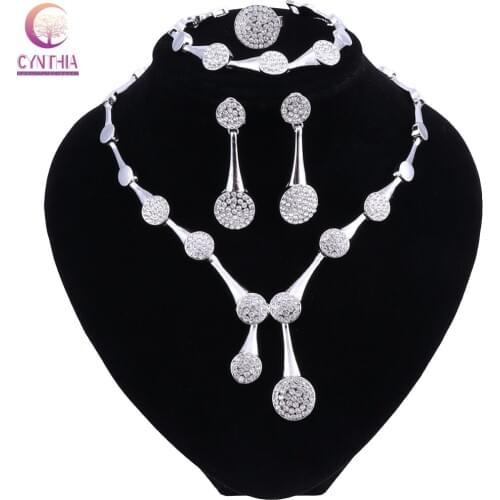African Beads Jewellery Set Crystal Wedding Necklace Earrings Ring Set Womens Clothing Accessories Bridal Jewelry Sets 2018
