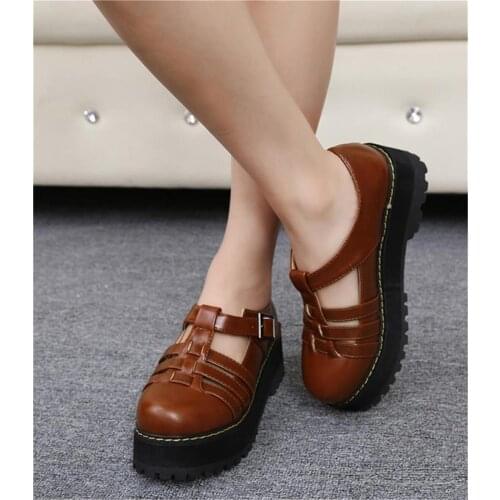 Round Toe Students Shoes British Style Retro Casual Shoes New Japan Harajuku Shoes Thick Scarpe Donna Tenis Feminino