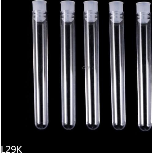 50Pcs/Pack 12x100mm Transparent Laboratory Clear Plastic Test Tubes Vials With Push Caps School Lab Supplies
