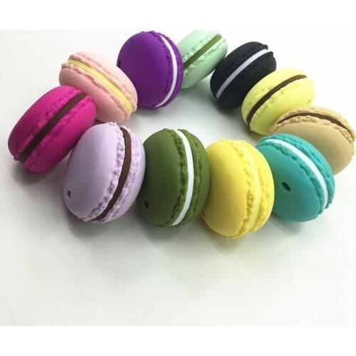 2017NEW Macaroon pendant Silicone Teether Necklace ,BPA FREE Macaroon Silicone Chewing Teether Pendant Macaroon Teether toys