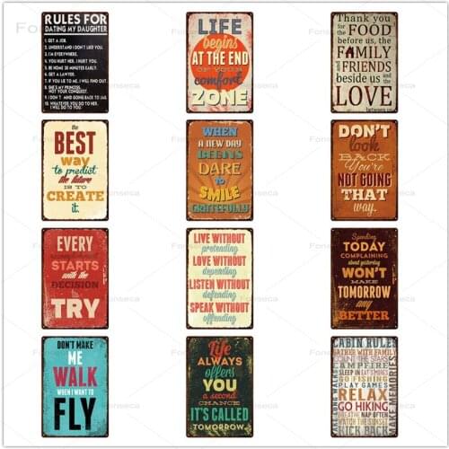 Inspiring Word Tin Signs Vintage Metal Plates For Bar Bedroom Home Wall Decoration Shabby Chic Iron Painting 20x30cm