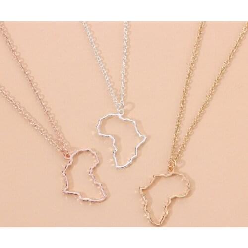 Orgin Summer Unique Design Hollow Out Africa Map Pendant Necklace for Women Delicate Irregular Metal Necklace Jewelry Hot