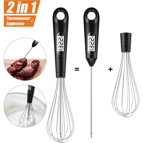 Food Thermometer 2 in 1 Convenient Digital Meat Thermometer Eggbeater Stainless Steal Whisk for Cooking