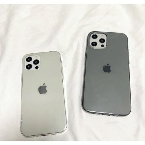 OEING Transparent Gray Phone Case For iPhone 12 11 Pro Max mini 7 8 6S 6 Plus XR X XS MAX SE Soft Shockproof Case Cover