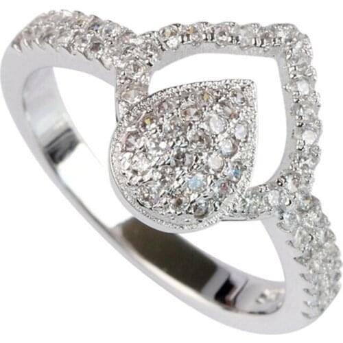 Fleure Esme Luxury Shinning Wedding rings Jewelry & Accessories for women White Cubic Zirconia Rhodium Plated R3236 size 6 7 8 9