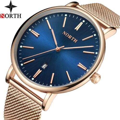 NORTH Luxury Brand Men Mesh Belt Business Quartz Watch Fashion Casual Watches Sport Waterproof Wristatches Men Relogio Masculino