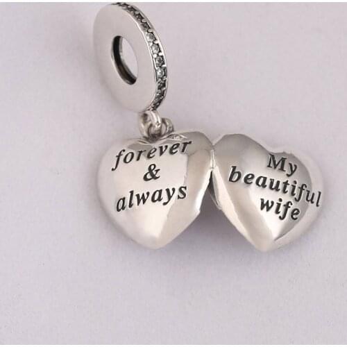 S925 Pendant Bead fit Lady Bracelets & Bangles Forever & Always Dangle Charm DIY Jewelry