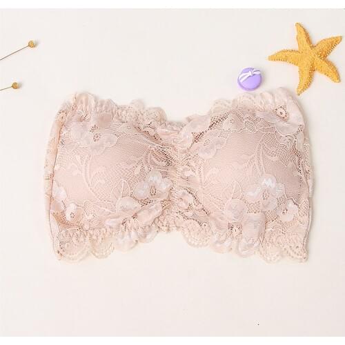 Sexy Summer Women Strapless Bra Lace Tube Top Bandeau Crop Tank Seamless Padded Underwear -MX8