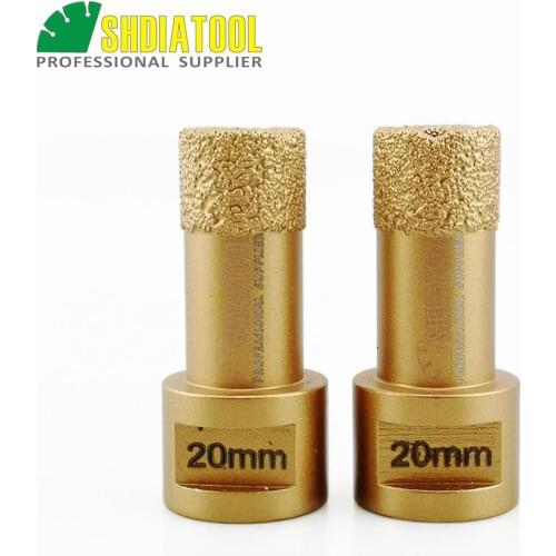 SHDIATOOL 2pcs 20mm M14 Vacuum Brazed Diamond Core Bits Stone Drilling Bits Tile Hole Saw Ceramic Professional Diamond Drill Bit