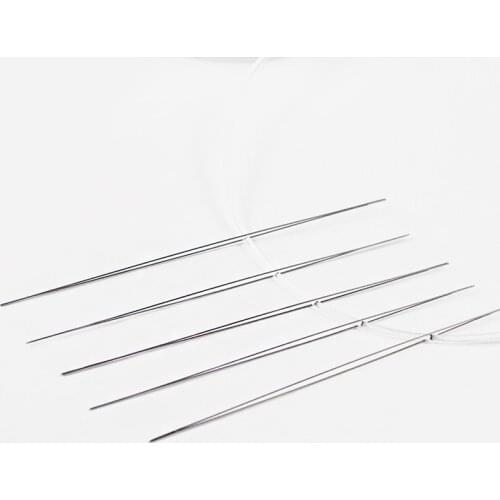 5pcs Stainless Steel Pins Central Opening Curved Beading Needles For Jewelry Bracelets Making Handmade Big Eye Needles Findings