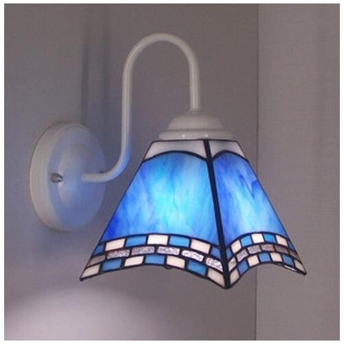 Mediterranean Blue Glass Led tiffany lamps, AC 110V/220V E27 LED Surface Mounted Wall Sconce tiffanylampe for home Decoration