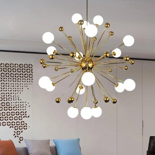Nordic Living Room Post-modern Creative Chandelier Simple Personality Dandelion Magic Bean Glass Ball Chandelier