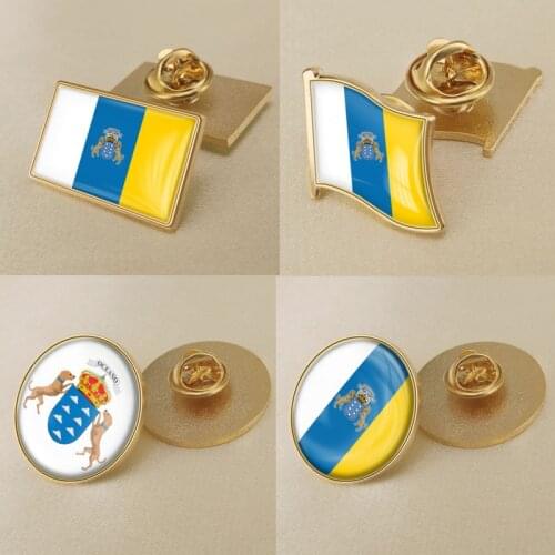 Coat of Arms of Canary Islands Autonomous Community of Spain Flag Brooch/Badges/Lapel Pins