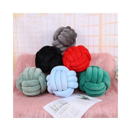 Warm Nordic Style Pillow Cushion Velvet Ball Knot Pillow Solid Color Baby Calm Sleep Dolls Stuffed Bedroom Decoration Lovely