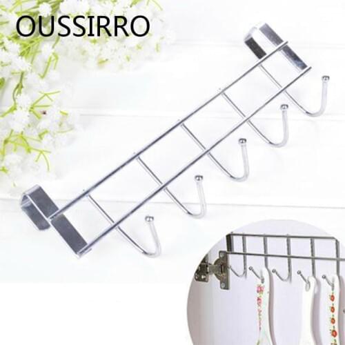 Convenient Stainless Steel Bathroom Shelf Traceless Back Door Storage Holder Over Closet Hanging Organizer Rack For Kitchen