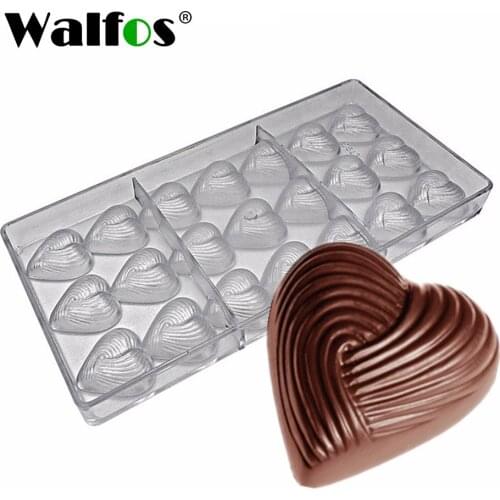 WALFOS Valentines Heart Chocolate Mold Polycarbonate Baking Molds 3D Intertwined Love Chocolate Mould Candy Mold Baking Tools