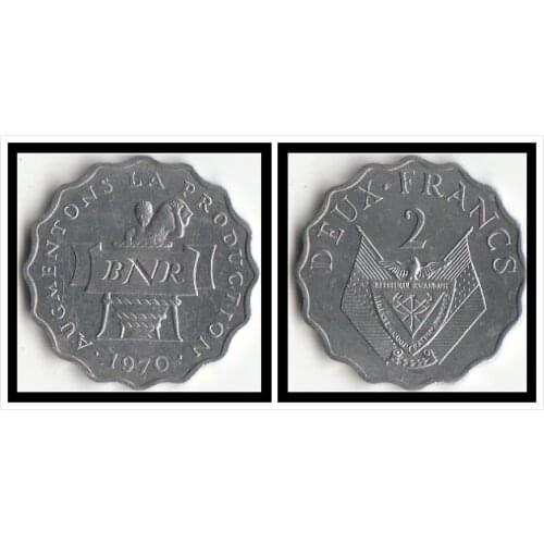 Rwanda 2 francs 1970 edition Coins Africa New Original Coin Unc Collectible Real Rare Commemorative