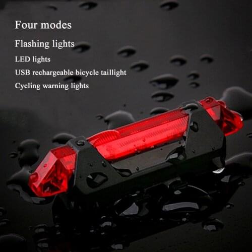 Bicycle Lights LED Safety Warning Lights At Night Rear Bike Rear Lights Mountain Bike Riding Equipment USB Style Rechargeable