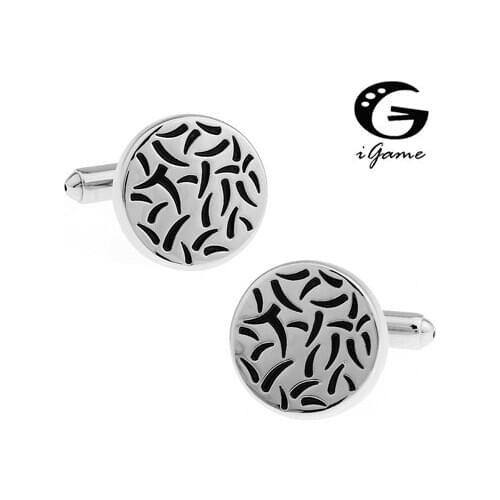 IGame Factory Supply Round Cuff Links Black Color Paint Design Quality Copper Material Free Shipping