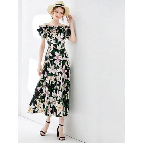 Customize Made Women Summer Fashion Casual Plus Size 3XS-10XL Floral Print Maxi Long A Line Cotton Dress Black/Pink