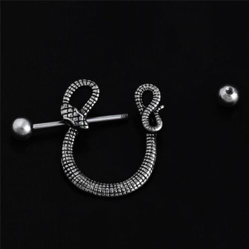 2 Styles Snake Type Stainless Steel CZ Moon Bar Barbell Nipple Ring Piercing Bar Lips Body Piercing Jewelry Adult Games