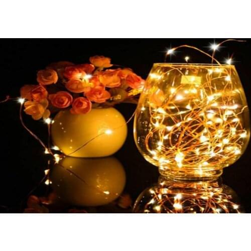 1 M 2M 10LED 20LED Holiday Decoration Button Battery Copper Wire Light String Outdoor Decoration Starry