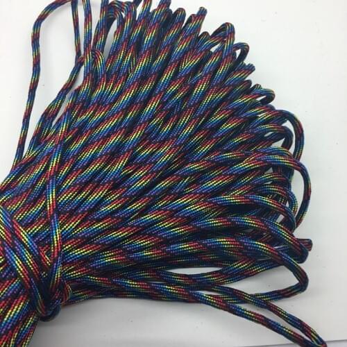 10Yards/Lot Mix color Paracord Bracelets Rope 7 Strand Parachute Cord CAMPING HiKING Red+Yellow+Blue+Yellow+Purple